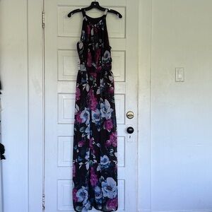 INC International Concepts Black and Purple Floral Maxi Dress